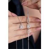 Silvano Jewelry 925 Ayar Gümüş Baget Taşlı (Kolye-Bileklik) Set