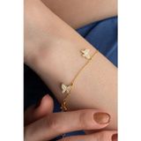Silvano Jewelry 925 Ayar Gümüş Gold Kelebekli Şans Bileklik
