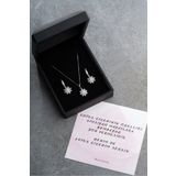 Silvano Jewelry 925 Ayar Gümüş Işıklı Kutu Beyaz Taşlı Lotus Takı (Kolye-Küpe) Seti