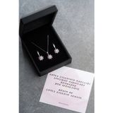 Silvano Jewelry 925 Ayar Gümüş Işıklı Kutu Pembe Taşlı Lotus Takı (Kolye-Küpe) Seti