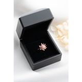 Silvano Jewelry 925 Ayar Gümüş Işıklı Kutuda Ayarlanabilir Pembe Taşlı Lotus Yüzük