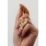 Silvano Jewelry 925 Ayar Gümüş Kişiye Özel Harfli Kalp Detaylı Papatya Kolye