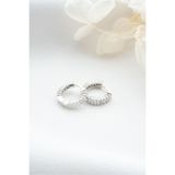 Silvano Jewelry 925 Ayar Gümüş Küçük Boy Baget Taşlı Halka Küpe