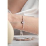 Silvano Jewelry 925 Ayar Gümüş Pembe Taşlı Lotus Çiçeği Suyolu Bileklik