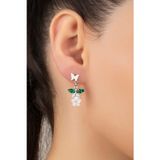 Silvano Jewelry 925 Ayar Gümüş Sedef Çiçekli Yeşil Küpe