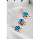 Silvano Jewelry 925 Ayar Gümüş Süryani Gözü Kolye Küpe Seti