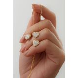 Silvano Jewelry 925 Ayar Gümüş Taş Detaylı Kalpli Küpe-Kolye Set