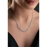 Silvano Jewelry 925 Ayar Gümüş Turkuaz Taşlı Su Yolu Kolye