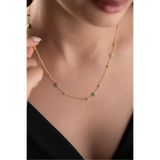 Silvano Jewelry 925 Ayar Gümüş Yeşil Taşlı Çiçek Şans Kolye