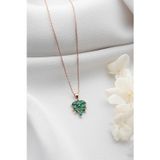 Silvano Jewelry 925 Ayar Gümüş Zümrüt Yeşili Yaprak Kolye