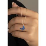 Silvano Jewelry 925 Ayar Mavi Kelebek Gümüş Kolye