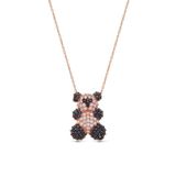 Silvano Jewelry 925 Ayar Rose Siyah Beyaz Taşlı Panda Gümüş Kolye