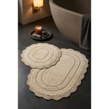 Silvassa Yumuşacık El Örgüsü Çeyizlik Emici 2'li 100% Pamuk Ultra Lüks Banyo Paspası Seti Sütlü Kahverengi