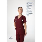 Silvatica Premium Workwear Kadın V Yaka Üst | Premium Medikal Scrubs Hemşire ve Doktor Forması Hastane Üniforması Cerrahi Üst - Bordo - XL