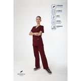 Silvatica Premium Workwear Silvatica Kadın Medikal Pantolon Petite(Kısa Boy) Scrubs Alt Cerrahi Hemşire Forması - Bordo - XS