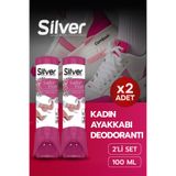 Silver 2 Adet Kadın Ayakkabı Deodorantı Ayak Koku Giderici Terleme Önleyici 100 ML Ladies Fresh Çekecek Hed