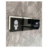 Silver Aynalı Parlak Siyah Seri Wc Tuvalet Kapı Isimliği Kendinden Yapışkanlı Yönlendirme Levhası