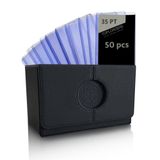 Silver Bross Premium Yükseltme Kartı Güverte Kutusu - Zar Tepsisi ve 50 Toploader 35pt ile Ticaret Kartı Saklama Kutusu, MTG/TCG/YugiOh/Pokemon/Beyzbol Kartı Saklama Düzenleyicisi ile uyumlu, PU Deri (Siyah)