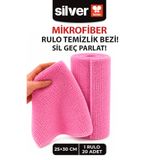 SİLVER HOME 20'li Rulo Mikrofiber Temizlik Bezi 25x30 cm Çok Amaçlı Kopart Kullan Kaliteli Eko Paket Pembe