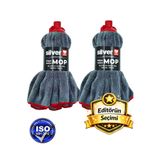 SİLVER HOME 2’li Set Süper Emici Mikrofiber Mop Ucu 55x105 cm Gri, Yedek Paspas Havlu, Geniş Yüzey Temizliği