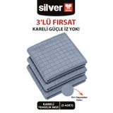 SİLVER HOME 3 Adet Universal Kareli Mikrofiber 40x40cm Temizlik Bezi - Gri