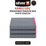 SİLVER HOME 3 Adet Universal Kareli Mikrofiber 40x40cm Temizlik Bezi - Gri