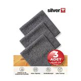 Silver Home 3'lü Kareli Mikrofiber Temizlik Bezi Seti - 40x40 cm - ve Ultra Emici