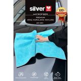 Silver Home 50×70 cm Büyük Boy Lamine 600 Gsm Mavi-Gri Çift Yüzlü Araç Kurulama Havlusu - Mavi - Gri