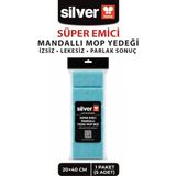 Silver Home 5'li Mandallı Mop Uyumlu Mikrofiber Yedek Mop Bezi Yıkanabilir Parke Fayans Laminat Için - Mavi