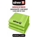 SİLVER HOME Dekoratif Mikrofiber Cam Bezi 42x68 cm 200 GSM Yeşil İz Bırakmaz Süper Emici Cam Ayna Pencere Duşakabin Silme Bezi