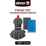 SİLVER HOME Ekstra Kalın Büyük Jumbo Mop Ucu 265 GSM + 2 Adet Cam Bezi Temizlik Seti