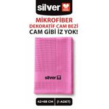SİLVER HOME Mikrofiber Dekoratif Cam Bezi 1 Adet Pembe 42x68 cm İz Bırakmayan Cam Ayna Pencere ve Duşakabin Temizlik Bezi
