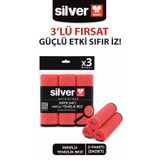 SİLVER HOME Mikrofiber Süper Emici 3'lü Havlu Temizlik Bezi-Kırmızı 32×32 Cm