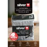 Silver Home Overloklu Mikrofiber Süper Emici 2'li Havlu Temizlik Bezi- Antrasit