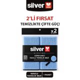 SİLVER HOME Overloklu Mikrofiber Süper Emici 2'li Havlu Temizlik Bezi-Mavi
