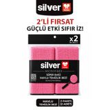 SİLVER HOME Overloklu Mikrofiber Süper Emici 2'li Havlu Temizlik Bezi-Pembe