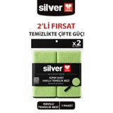 SİLVER HOME Overloklu Mikrofiber Süper Emici 2'li Havlu Temizlik Bezi-Yeşil