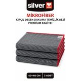 SİLVER HOME Premium Kırçıl Dokuma Mikrofiber Temizlik Bezi 40x40 cm 3'lü Süper Emici İz Bırakmaz Çok Amaçlı Ev ve Araç Temizlik Bezi