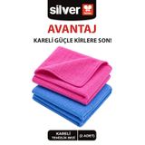 SİLVER HOME Universal Kareli Mikrofiber Temizlik Bezi 2’li 50x70 Cm Süper Emici Çok Amaçlı Mavi Pembe