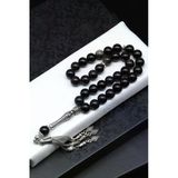 Silver Obsidyen Doğal Taş Tesbih 10 Mm Küre Kesim Tsb-0605