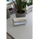 Silver Parlak Deri Mini Kutu Omuz Çantası