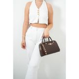 Silver & Polo Silver Polo Kahve - Leopar Taba Düz Kadın El Çantası SP1091