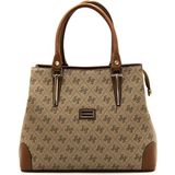 Silver & Polo Silver Polo Koyu Bej - Taba Monogram Kadın El Çantası SP667