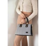 Silver & Polo Silver Polo SP1000 Kadın El Çantası Hasır Siyah Beyaz-Siyah
