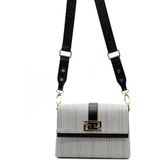 Silver & Polo Silver Polo SP1009 Kadın Çapraz Çanta Hasır Siyah Beyaz-Siyah