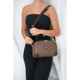 Silver & Polo Silver Polo SP1094 Kadın Çapraz Çanta Monogram Kahve-Kahve