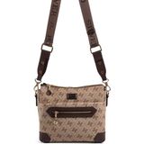 Silver & Polo Silver Polo SP1110 Kadın Çapraz Çanta Monogram Koyubej-Kahve
