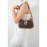 Silver & Polo Silver Polo SP1132 Kadın Çapraz Çanta Düz Kahve-Kahve-Leopar Taba