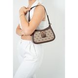 Silver & Polo Silver Polo SP1132 Kadın Çapraz Çanta Monogram Koyubej-Kahve