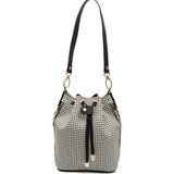 Silver & Polo Silver Polo SP1137 Kadın Omuz Çantası Kaz Ayağı Ekose Siyah-Siyah